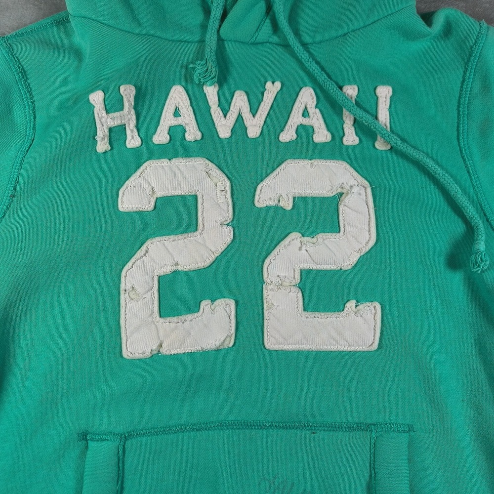 Hollister Hoodie Men Medium Green Hawaiian Surf Tour 22 Embroidered Pullover Y2K - Picture 3 of 11